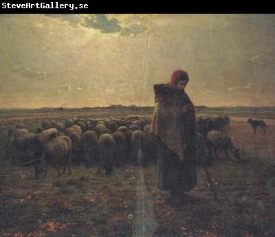 jean-francois millet Shepherdess with her flock (san17)